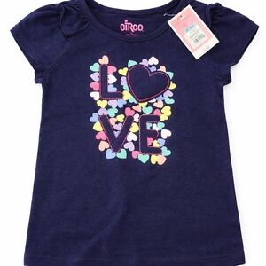 Circo Navy Short-Sleeve Tee with Multicolor Heart 'LOVE' Graphic